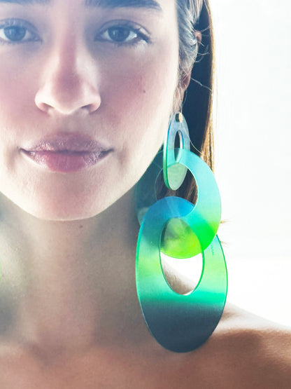 COUTURE EMERALD LARGE LINK EARRINGS