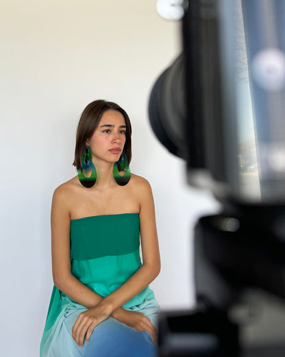COUTURE EMERALD LARGE LINK EARRINGS