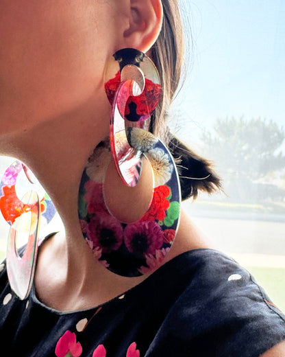 COUTURE GARDEN BOUQUET LARGE LINK EARRINGS