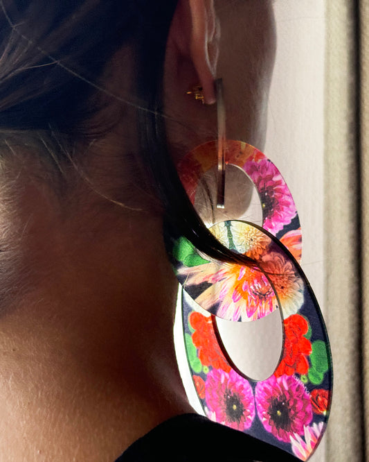 COUTURE GARDEN BOUQUET LARGE LINK EARRINGS