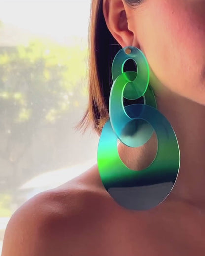 COUTURE EMERALD LARGE LINK EARRINGS